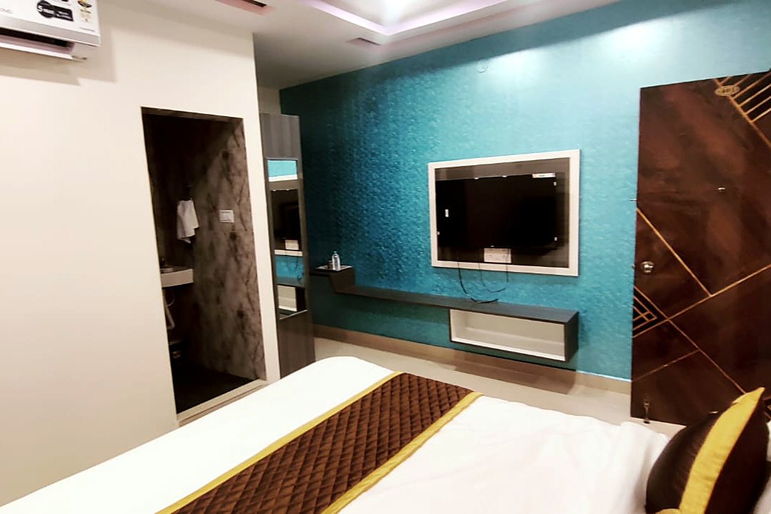 King Room television wall and bathroom door