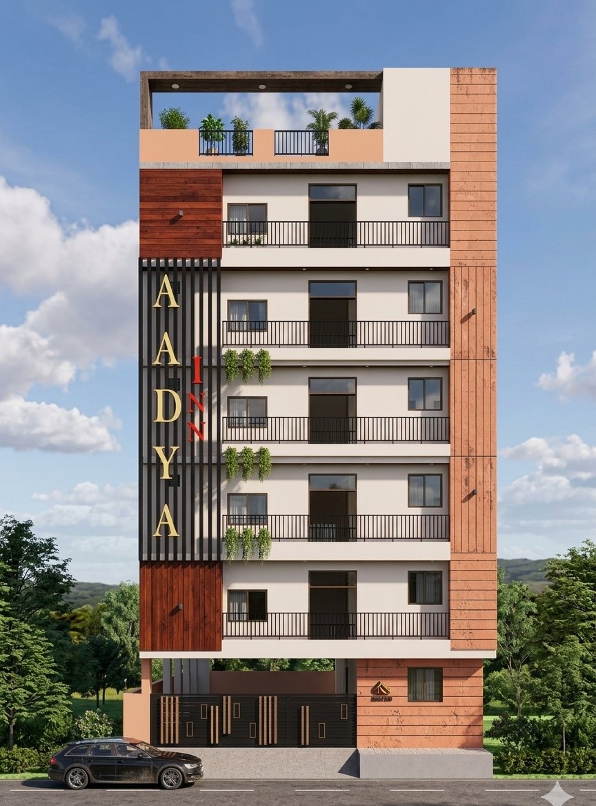 Aadya Inn hotel building at Leela Mahal Circle, Tirupati