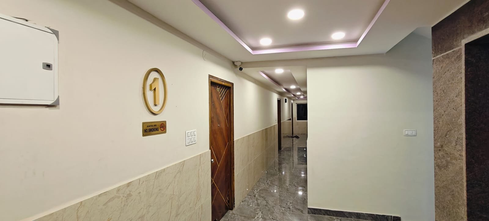 First floor corridor at Aadya Inn Tirupati
