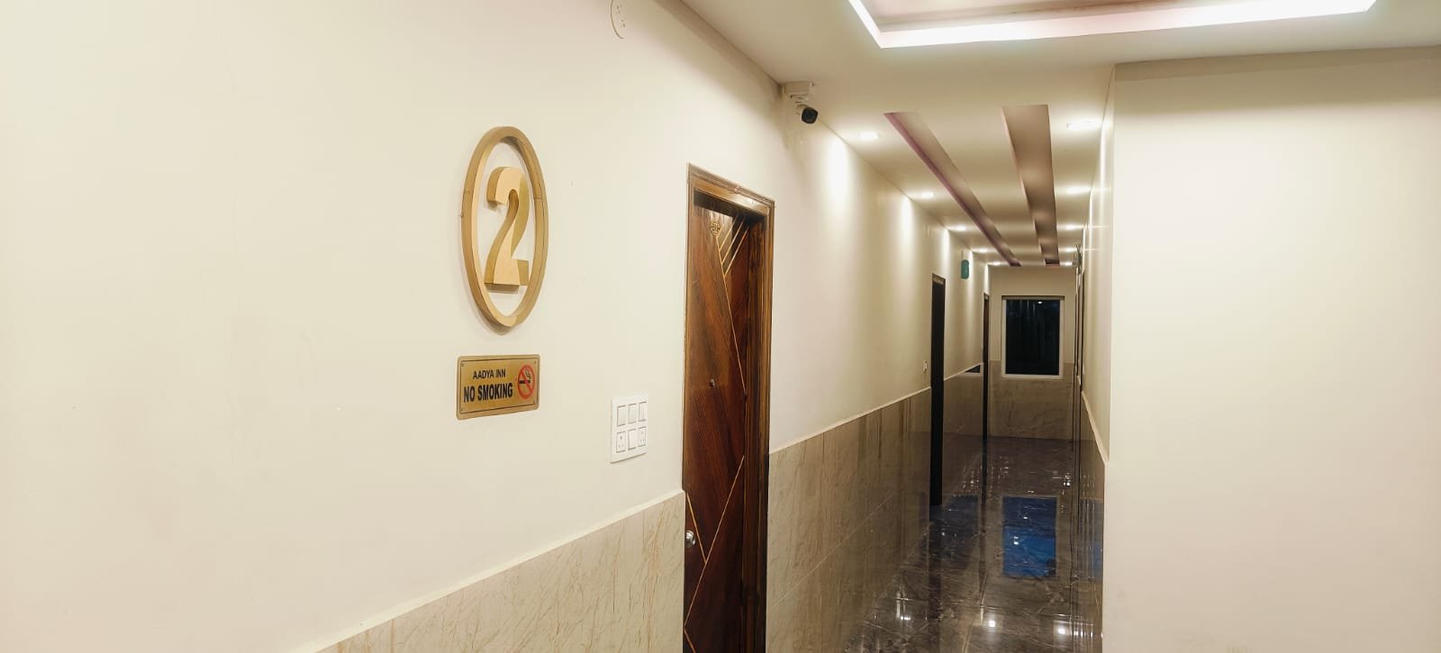 Second floor corridor at Aadya Inn Tirupati